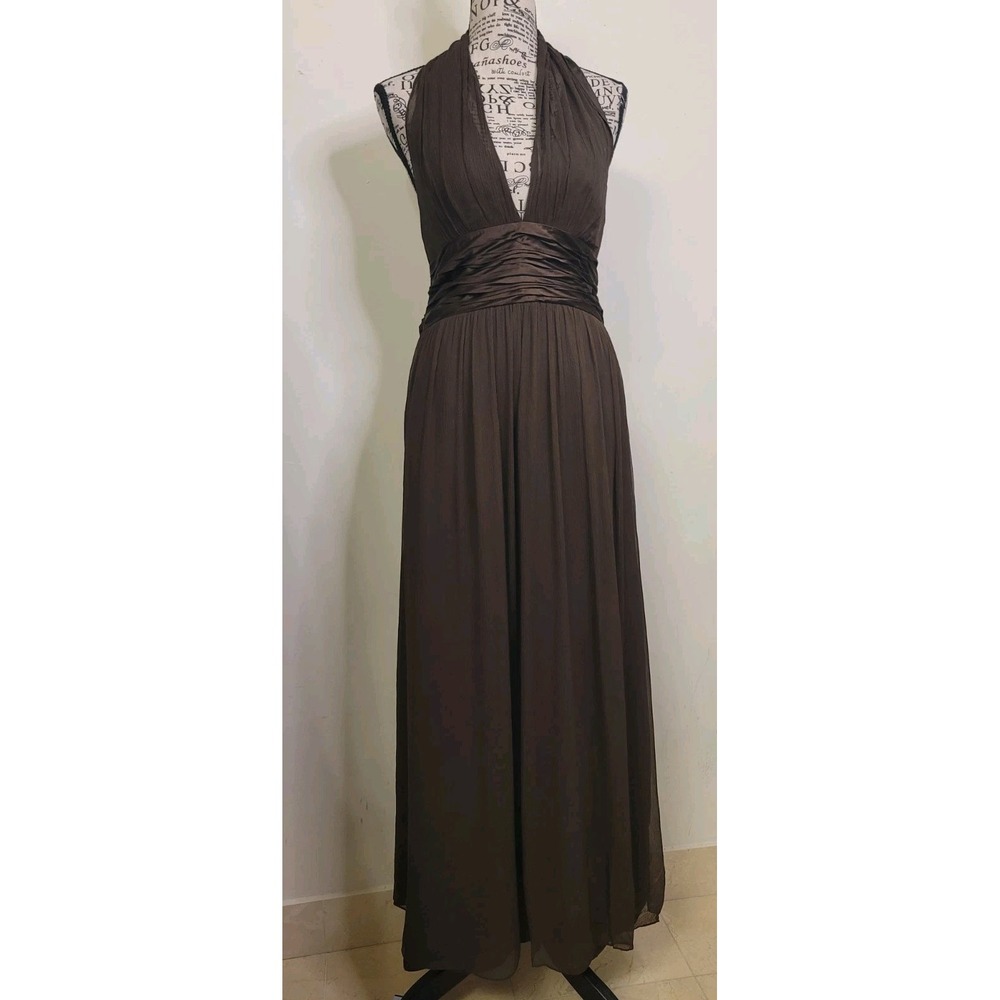 Halter Dress Maxi 8 100% Silk Deep V Fairy Whimsigoth Formal Wedding Prom Goddes